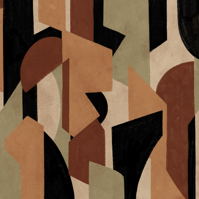 Fototapet abstract cu forme moderne în living