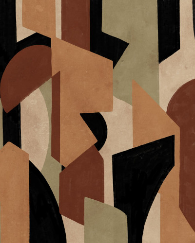 Fototapet abstract cu forme moderne în living
