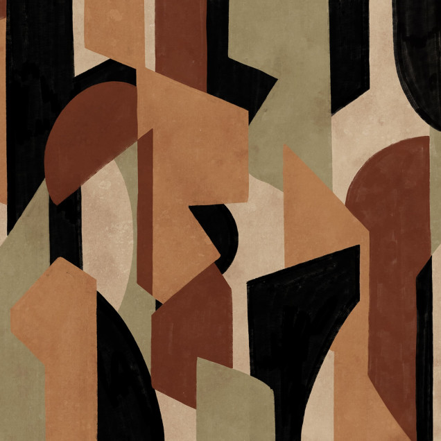 Fototapet abstract cu forme moderne în living