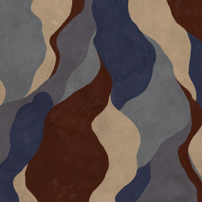 Tapet cu forme fluide în albastru închis, design abstract