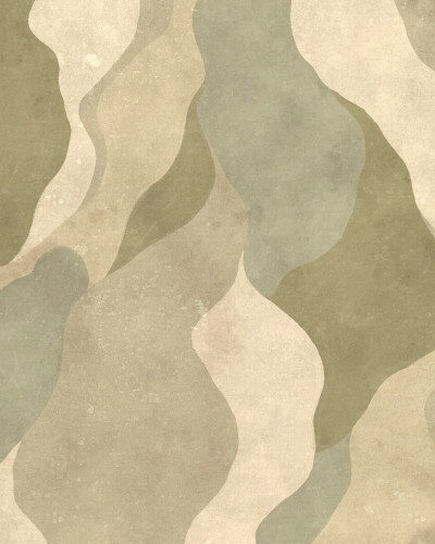 Tapet abstract cu forme fluide în tonuri de verde