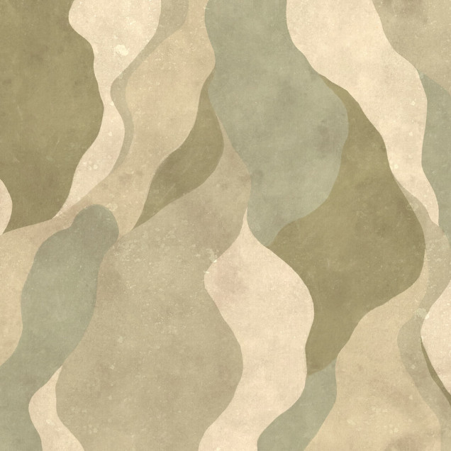 Tapet abstract cu forme fluide în tonuri de verde