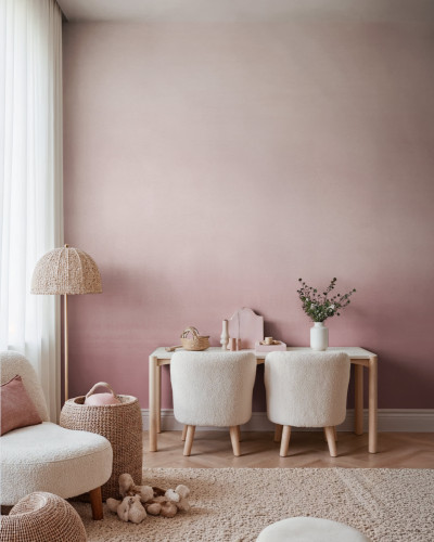 Tapet cu gradient roz într-o cameră decorată modern