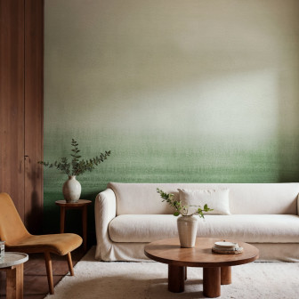 Tapet cu gradient verde într-un living modern
