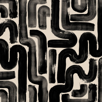 Tapet abstract negru într-un living modern