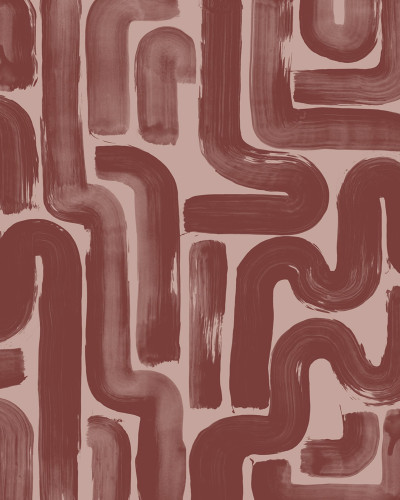 Tapet abstract roșu în living modern