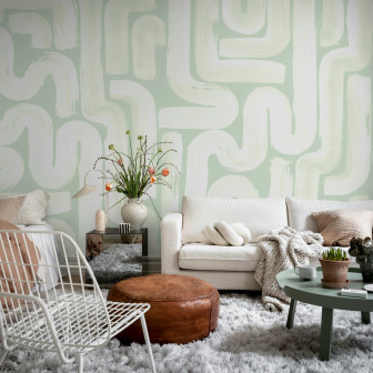 Tapet abstract cu linii moderne în nuanțe de verde