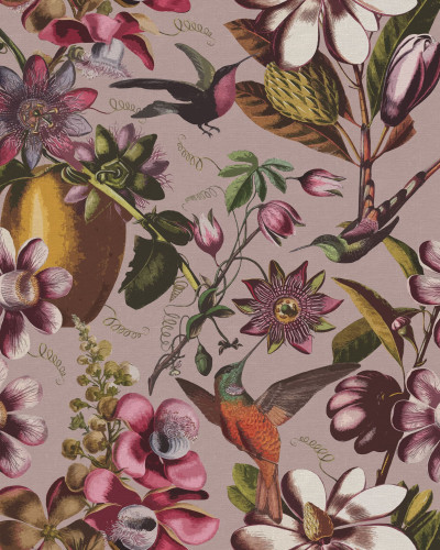 Fototapet floral cu colibri in decor de interior