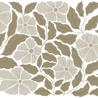 Fototapet cu flori abstracte maro într-un living modern