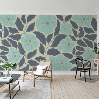 Bold Abstract Flower, Blue, Rebel Walls