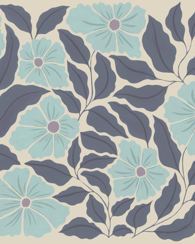Bold Abstract Flower, Blue, Rebel Walls