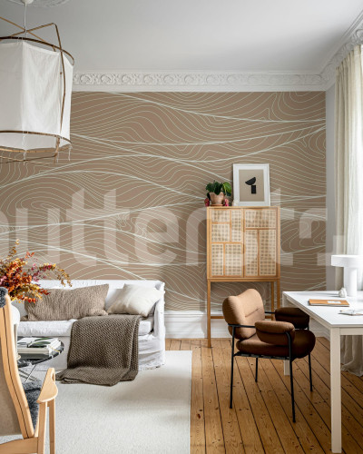 Tapet bej cu dune subtile într-un interior modern