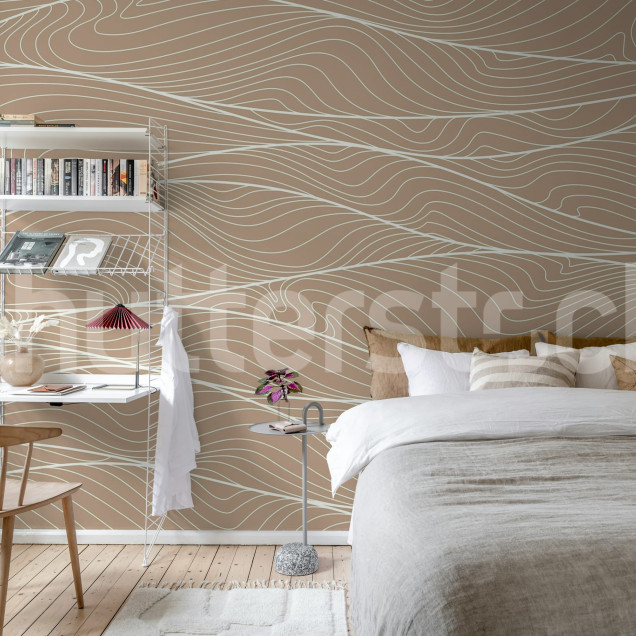 Tapet bej cu dune subtile într-un interior modern