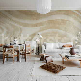 Tapet bej cu linii fluide într-un living modern