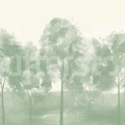 Fototapet cu pădure verde într-un living elegant