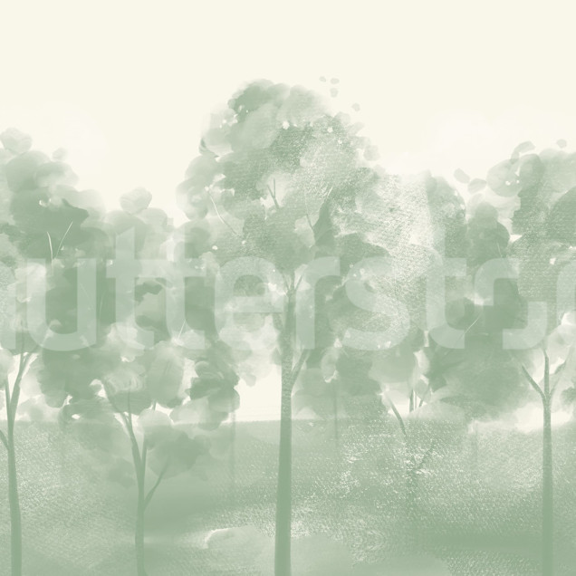 Fototapet cu pădure verde într-un living elegant
