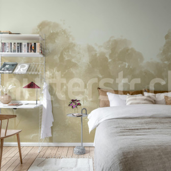 Dormitor cu fototapet bej Misty Grove