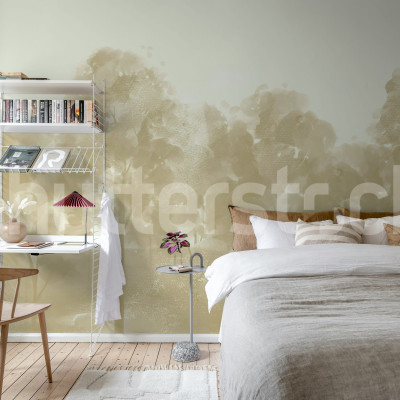 Dormitor cu fototapet bej Misty Grove