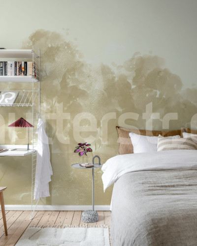 Dormitor cu fototapet bej Misty Grove