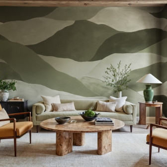 Tapet cu peisaj montan în nuanțe de verde