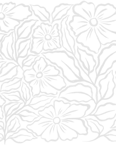 Fototapet floral cu design delicat pe fundal alb într-o bucătărie modernă