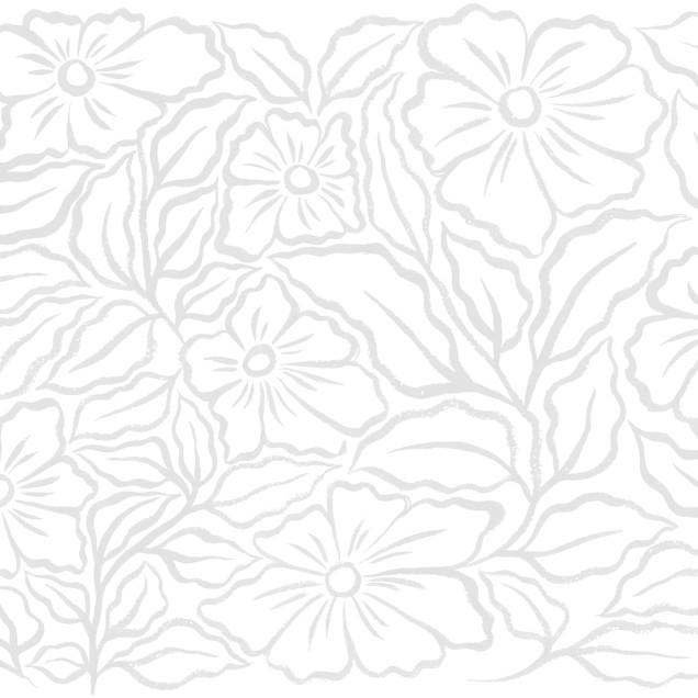 Fototapet floral cu design delicat pe fundal alb într-o bucătărie modernă