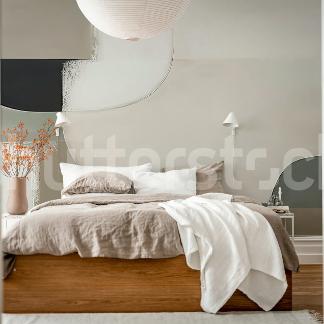 Fototapet abstract cu forme geometrice într-un living modern