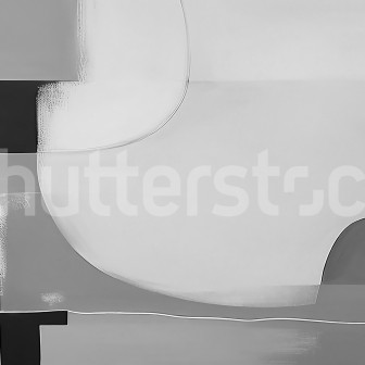 Tapet abstract gri cu forme geometrice în dormitor