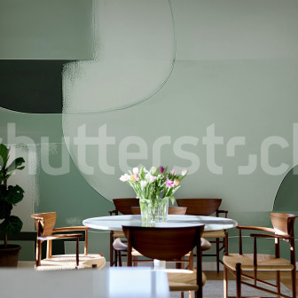 Fototapet cu forme abstracte în tonuri de verde