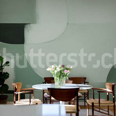 Fototapet cu forme abstracte în tonuri de verde
