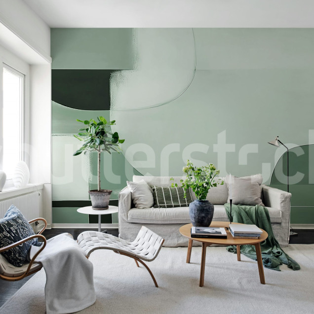 Fototapet cu forme abstracte în tonuri de verde