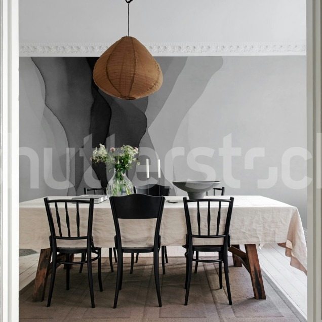Tapet cu gradient vertical în nuanțe de gri într-un living modern