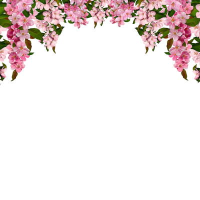 Fototapet floral roz cu ghirlande de flori