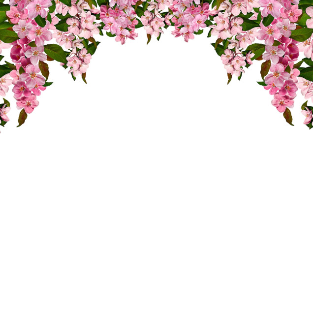 Fototapet floral roz cu ghirlande de flori