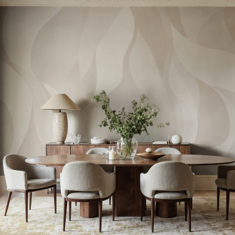 Tapet bej cu design abstract în sufragerie elegantă