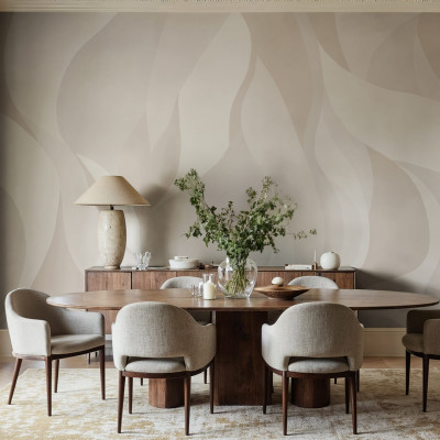 Tapet bej cu design abstract în sufragerie elegantă