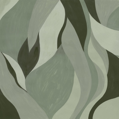 Fototapet verde cu model abstract în living modern