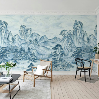 Fototapet cu peisaj montan albastru