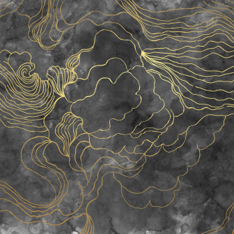 Fototapet negru cu design abstract auriu