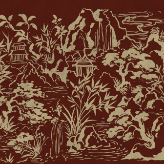 Tapet burgundy cu design oriental stilizat