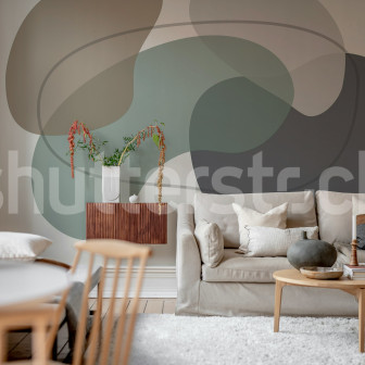 Tapet abstract pastelat în living modern