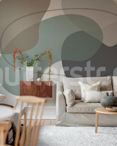 Tapet abstract pastelat în living modern