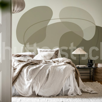 Tapet bej cu design abstract într-un dormitor elegant