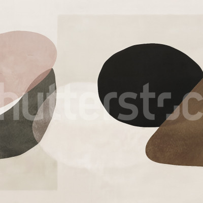 Tapet abstract cu forme moderne într-un dormitor