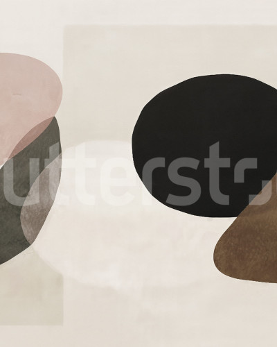 Tapet abstract cu forme moderne într-un dormitor