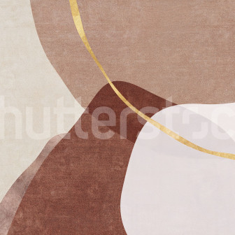 Fototapet cu linii aurii și forme abstracte într-un interior modern