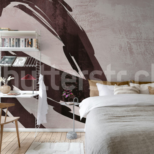 Tapet decorativ cu design abstract in nuante burgunde