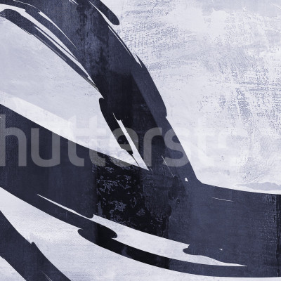 Fototapet abstract cu dungi albastre într-un living modern