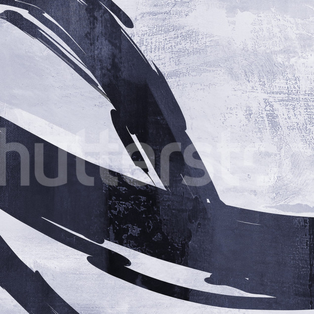 Fototapet abstract cu dungi albastre într-un living modern