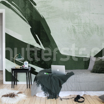 Fototapet cu design abstract în nuanțe de verde